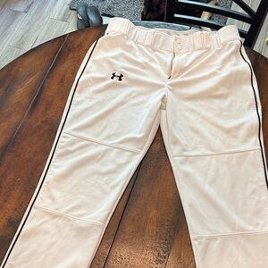 Under Armour White Baseball Pants with Black Accents